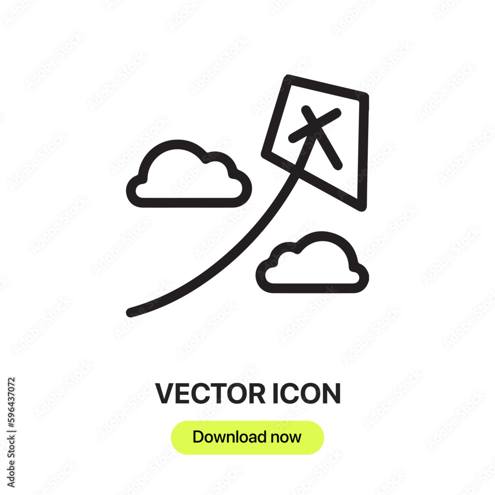 Poster kite icon vector. Linear style sign for mobile concept and web design. kite symbol illustration. Pixel vector graphics - Vector.