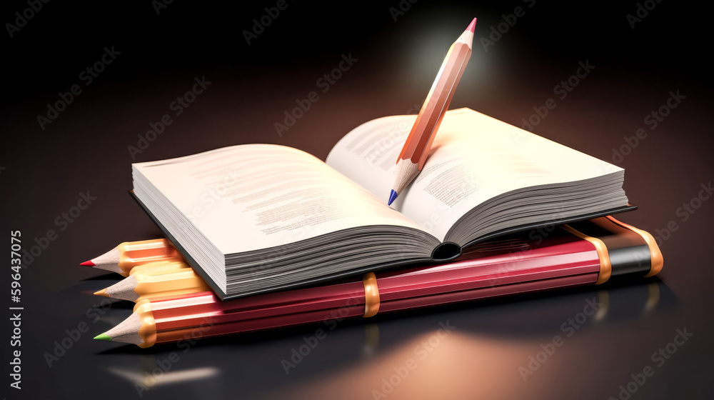 Poster a book and pencil icon representing online learning was studied - generative ai.