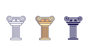 Corinthian short pillar vector icon