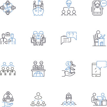 Strengthening bonds line icons collection. Connection, Trust, Unity, Support, Empathy, Reliability, Solidarity vector and linear illustration. Communication,Loyalty,Harmony outline signs Generative AI