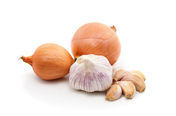 Ripe garlic with onions.