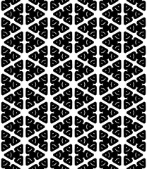 Black and white seamless abstract pattern. Background and backdrop. Grayscale ornamental design. Mosaic ornaments. Vector graphic illustration. EPS10.