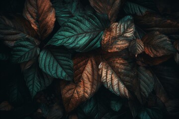 Background with abstract texture created by leaves. Generative AI