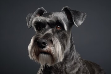 Cute Standard Schnauzer Dog Poses for Its Studio Portrait: Capturing a Surprising Moments of Its Pet Life: Generative AI