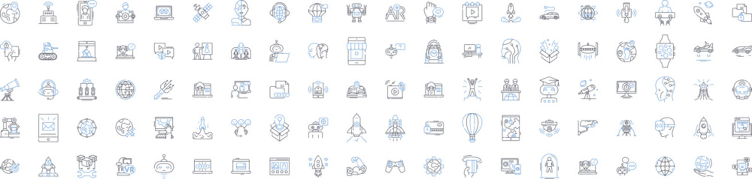 Website design line icons collection. Typography, Layout, Navigation, Responsive, Usability, Color, Accessibility vector and linear illustration. Mobile,UX,UI outline signs set Generative AI