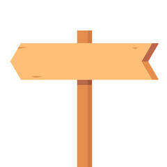 Wooden signpost vector. Wooden signpost icon. Colored silhouette. Vertical view. Vector flat simple graphic illustration.