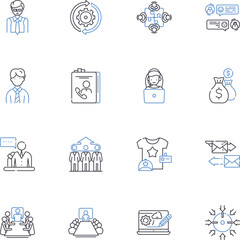 Fototapeta na wymiar Sales operations line icons collection. Performance , Efficiency , Productivity , Metrics , Revenue , Forecasting , Pipeline vector and linear illustration. Prospecting ,Quota ,Territory Generative AI