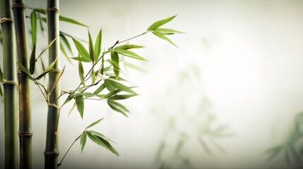 Naklejka premium Bamboo illustration in cinematic space, off centered