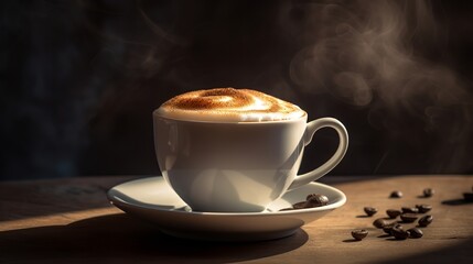 Fototapeta premium Creamy Macchiato in a Ceramic Cup