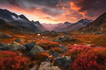 The Beauty of Nature: A Flowery Mountain Landscape Generated by AI