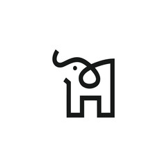 h elephant minimalist logo design