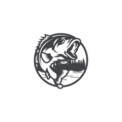 fish hunting logo design