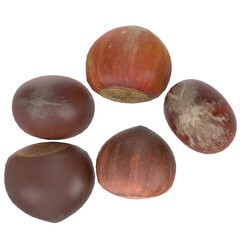3D rendering illustration of some hazelnuts