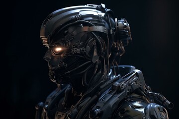 Advanced robotic soldier of the future. Generative AI