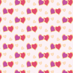 Seamless pattern with hearts. Biscuits hearts. 