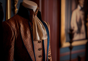 men costume of the 18th century in a historical interior. ai generated - obrazy, fototapety, plakaty