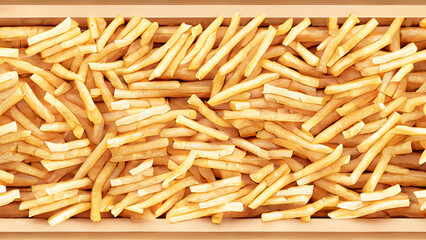 French fries or potato chips with Salted and ketchup. Yummy french fries in a paper cup with tasty. potato fry on white background. Generative AI, illustration