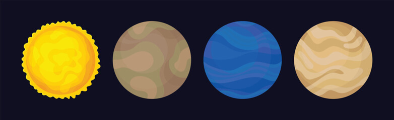 Solar System Planets and Celestial Body Vector Set