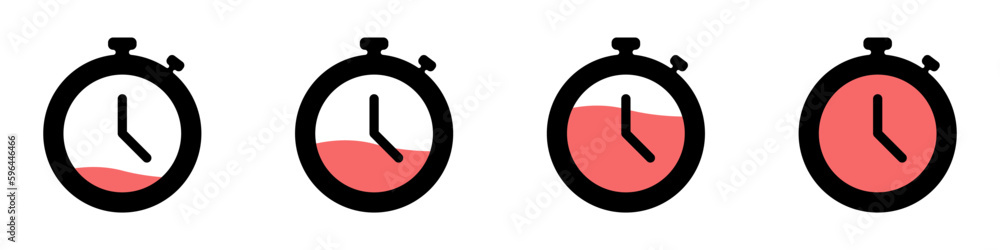Poster stopwatches vector set. filling stopwatches vector set. vector stopwatch time counting icons. busine