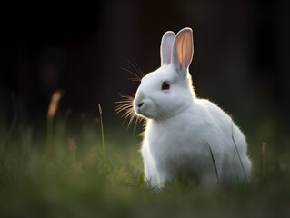 white rabbit on the grass (Generative AI)