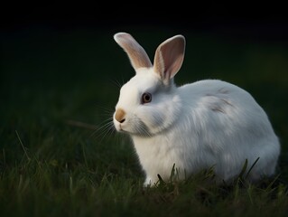 white rabbit on grass (Generative AI)