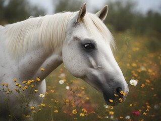 Obraz na płótnie Canvas white horse portrait (Generative AI)