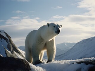 Fototapeta na wymiar polar bear on ice (Generative AI)