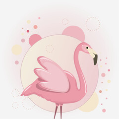 Pink flamingo. Exotic tropical bird. Zoo animal collection. Cute cartoon character. Decoration element. Flat design