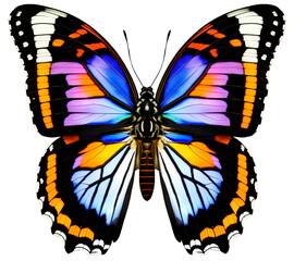 Illustration of a colorful butterfly with transparent background. Generative AI