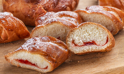 delicious freshly baked bun for tea for breakfast