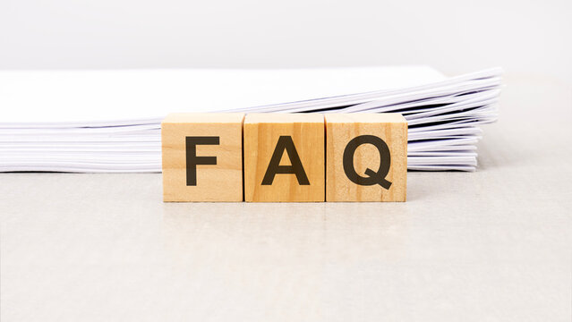 text FAQ - Frequency Asked Questions made with wood building blocks, stock image
