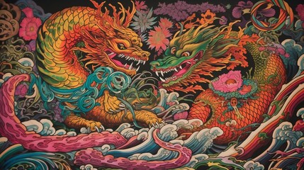Fototapeta premium two dragons fight