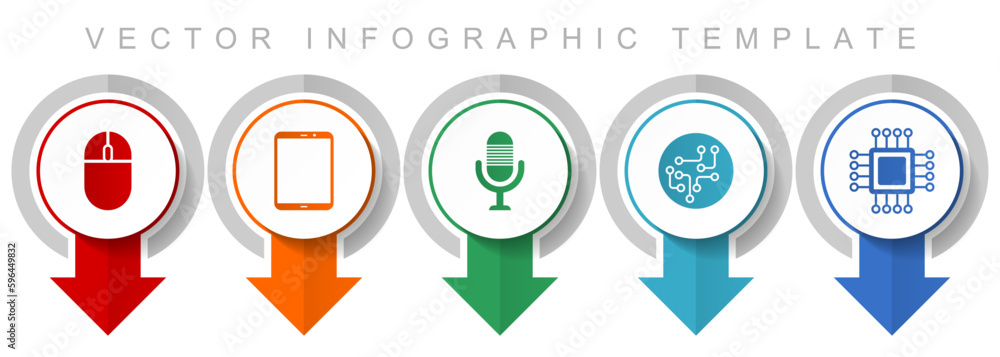 Poster Technology icon set, miscellaneous pointer icons such as computer mouse, tablet, microphone, chip and cpu for webdesign and mobile applications, modern design infographic vector template