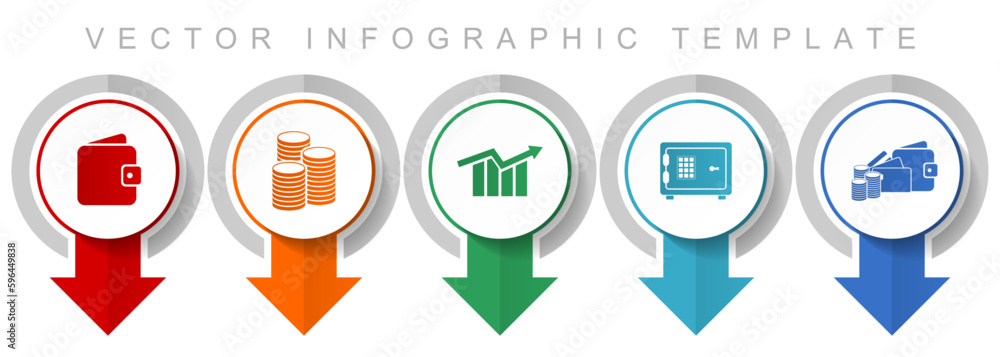 Poster Banking icon set, miscellaneous pointer icons such as wallet, money, diagram and safe for webdesign and mobile applications, modern design infographic vector template