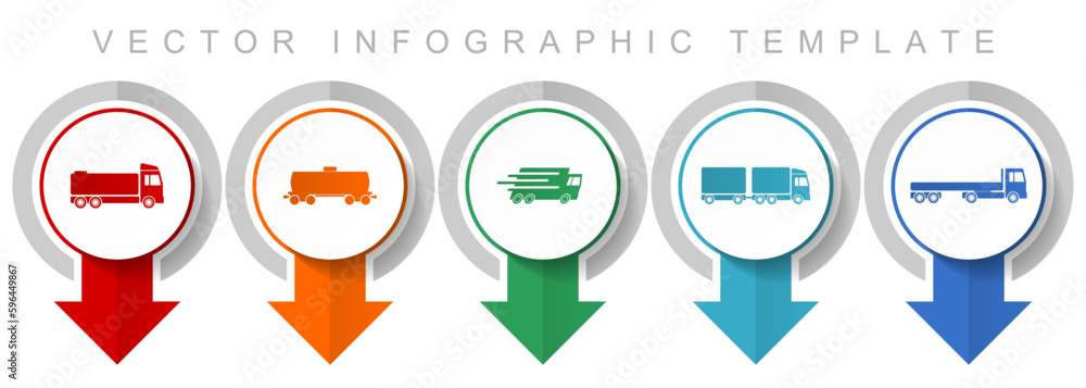 Leinwandbilder transport icon set, miscellaneous pointer icons such as truck, cistern, wagon and delivery for webde