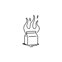 vector illustration of food box with fire