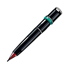 Metallic pen creates signature on white background