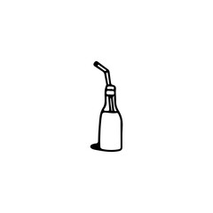 doodle vector illustration of a bottle with a straw