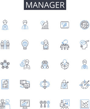 Manager line icons collection. Supervisor, Director, Head, Administrator, Boss, Chief, Controller vector and linear illustration. Organizer,Superintendent,Foreman outline signs set Generative AI