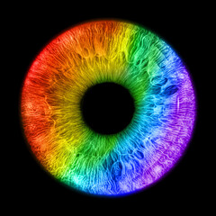 Rainbow eye iris - human eye - 596452268