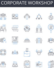 Corporate workshop line icons collection. Connections, Conversations, Friendship, Dialogue, Intimacy, Interactions, Relationships vector and linear illustration. Generative AI