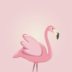 Obraz premium Pink flamingo. Exotic tropical bird. Zoo animal collection. Cute cartoon character. Decoration element. Flat design
