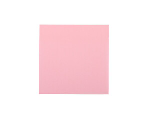 Pink sticky note, empty blank memo sticker isolated on white
