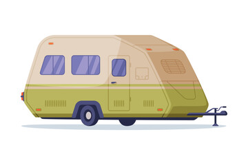 Retro travel mobile home, camper caravan. Touristic transport vector illustration