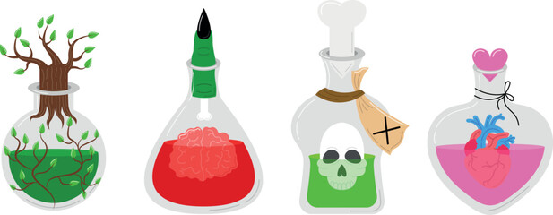 Various and poisonous potions, vector illustration