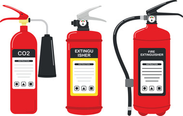 Various fire extinguishers, vector illustration