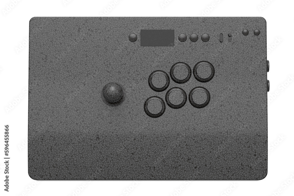 Poster vintage arcade stick with joystick with mosaic seamless pattern on white