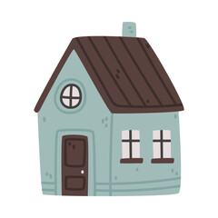 Obraz na płótnie Canvas Small House with Roof and Windows as Sweet Cozy Home Vector Illustration