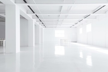 an Empty White Room with Minimalist Design. Generative AI