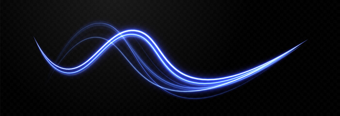 Vector glowing blue lines png. Neon lines png. Magic lines of light, light effect. Fast moving lines png.